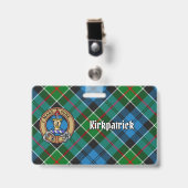 Clan Kirkpatrick Wapen over Tartan Badge (Voorzijde met clip)