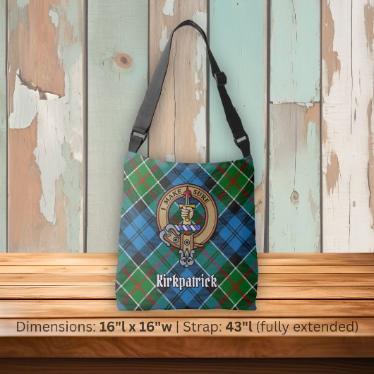 Clan Kirkpatrick-wapen over tartan Crossbody Tas