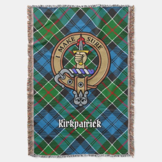 Clan Kirkpatrick-wapen over tartan Deken (Voorkant Verticaal)