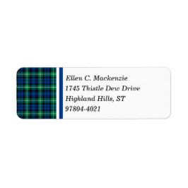 Clan Lamont Bright Blue en Green Scottish Tartan Etiket