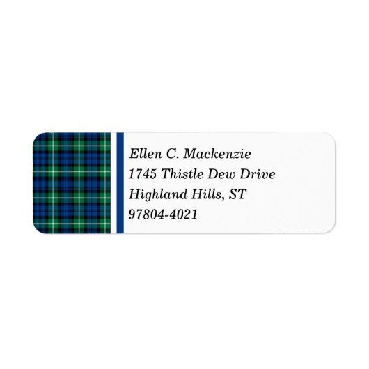 Clan Lamont Bright Blue en Green Scottish Tartan Etiket (Voorkant)