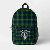 Clan Lamont Crest Badge en Tartan Bedrukte Rugzak (Voorkant)