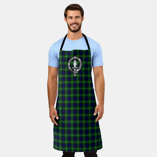 Clan Lamont Crest Badge & Tartan Schort (Gedragen)