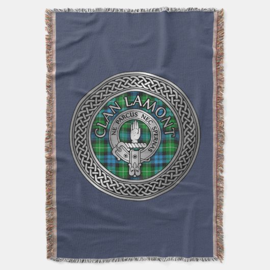 Clan Lamont Crest & Tartan Knot Deken (Voorkant Verticaal)