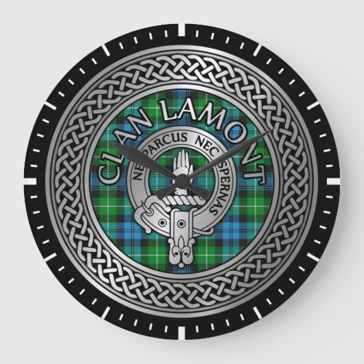 Clan Lamont Crest & Tartan Knot Grote Klok (Voorkant)