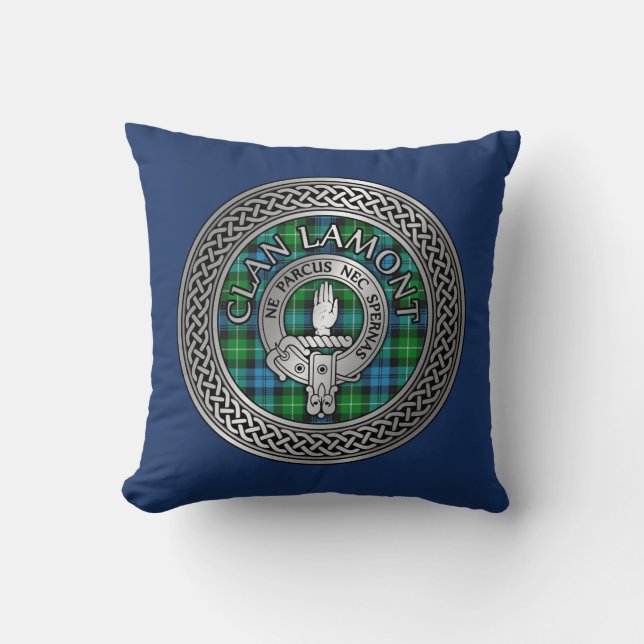 Clan Lamont Crest & Tartan Knot Kussen (Voorkant)