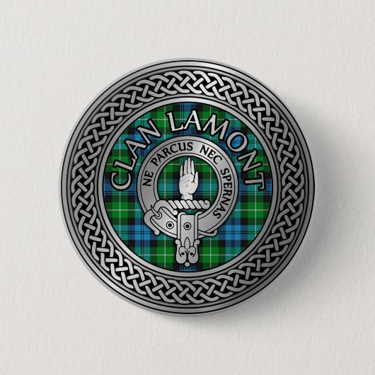 Clan Lamont Crest & Tartan Knot Ronde Button 5,7 Cm (Voorkant)