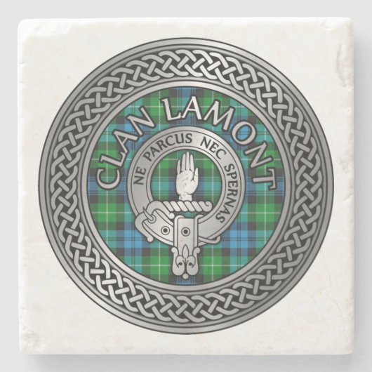 Clan Lamont Crest & Tartan Knot Stenen Onderzetter (Voorkant)