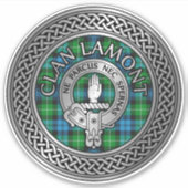 Clan Lamont Crest & Tartan Knot Sticker (Voorkant)