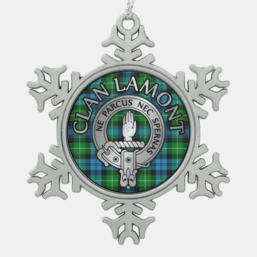 Clan Lamont Crest & Tartan Tin Sneeuwvlok Ornament (Voorkant)