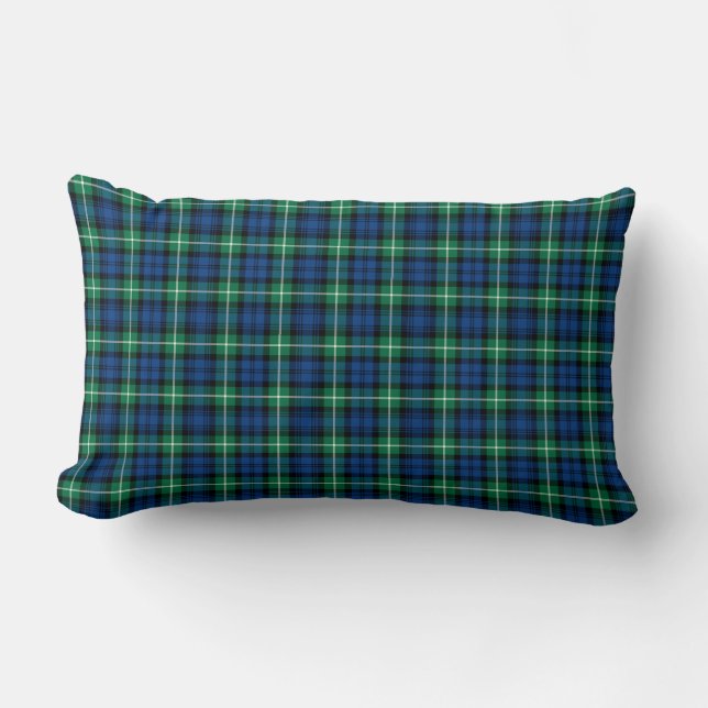 Clan Lamont Tartan Royal Blue en Green Pset Kussen (Voorkant)