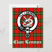 Clan Lennox Crest Badge & Tartan Briefkaart (Voorkant / Achterkant)
