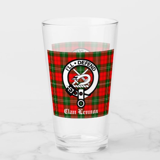 Clan Lennox Crest Badge & Tartan Glas (Voorkant)
