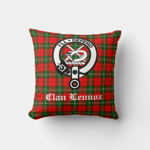 Clan Lennox Crest Badge & Tartan Kussen