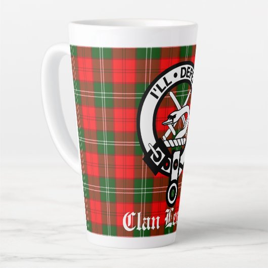 Clan Lennox Crest Badge & Tartan Latte Mok (Linkerhoek)