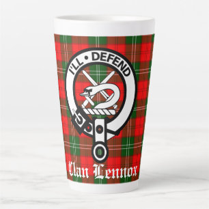 Clan Lennox Crest Badge & Tartan Latte Mok