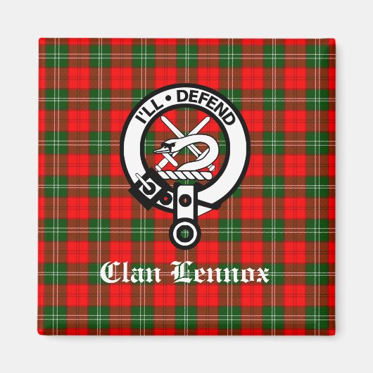 Clan Lennox Crest Badge & Tartan Magneet (Voorkant)