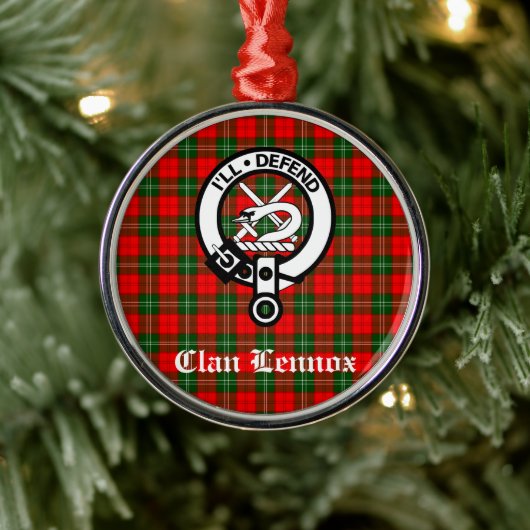 Clan Lennox Crest Badge & Tartan Metalen Ornament (Boom)