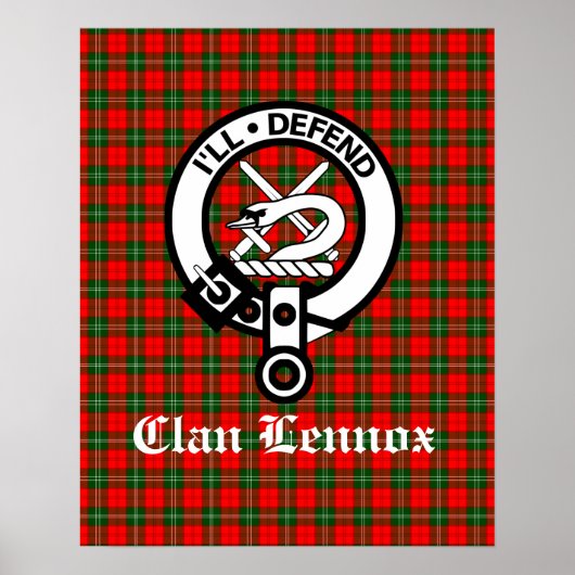 Clan Lennox Crest Badge & Tartan Poster (Voorkant)