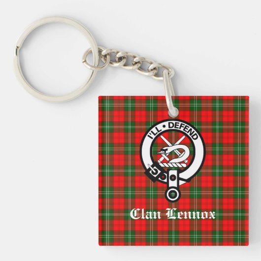 Clan Lennox Crest Badge & Tartan Sleutelhanger (voorkant)