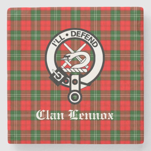 Clan Lennox Crest Badge & Tartan Stenen Onderzetter (Voorkant)