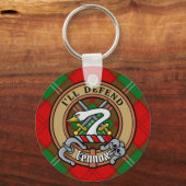 Clan Lennox Crest over Tartan Sleutelhanger (Voorkant)