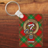 Clan Lennox Crest over Tartan Sleutelhanger (Voorkant)