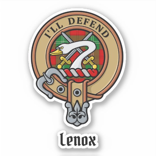 Clan Lennox Crest over Tartan Sticker (Voorkant)