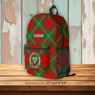 Clan Lennox Wapen over Tartan Bedrukte Rugzak