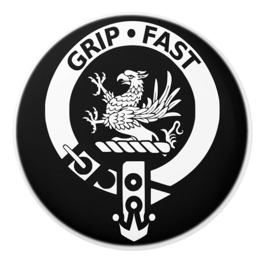 Clan Leslie Crest Badge Drawer Pulls Keramische Knop (Voorkant)