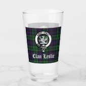 Clan Leslie Crest Badge en Tartan Glas (Achterkant)