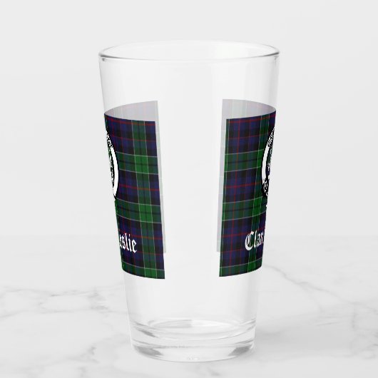Clan Leslie Crest Badge en Tartan Glas (Links)