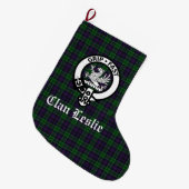 Clan Leslie Crest Badge en Tartan  Grote Kerstsok (Voorkant (Hangend))