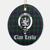 Clan Leslie Crest Badge en Tartan Keramisch Ornament (Links)