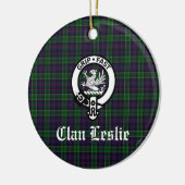 Clan Leslie Crest Badge en Tartan  Keramisch Ornament (Links)
