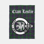 Clan Leslie Crest Badge & Tartan Fleece Deken (Voorkant)