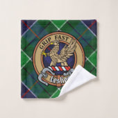 Clan Leslie Crest over de jacht op Tartan Bad Handdoek (Wasdoekje)