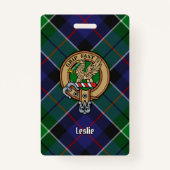 Clan Leslie Crest over de jacht op Tartan Badge (Voorkant)