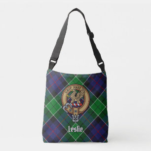 Clan Leslie Crest over de jacht op Tartan Crossbody Tas