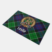 Clan Leslie Crest over de jacht op Tartan Deurmat (Schuin)