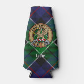 Clan Leslie Crest over de jacht op Tartan Flesjeskoeler (Voorkant)