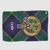 Clan Leslie Crest over de jacht op Tartan Golfhanddoek (Horizontaal)