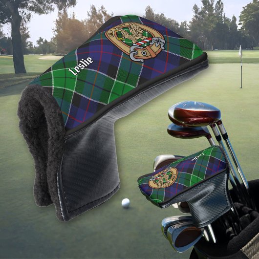 Clan Leslie Crest over de jacht op Tartan Golfheadcover