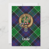 Clan Leslie Crest over de jacht op Tartan Kaart (Achterkant)