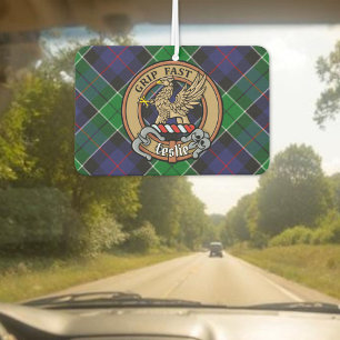 Clan Leslie Crest over de jacht op Tartan Luchtverfrisser