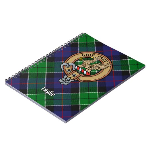 Clan Leslie Crest over de jacht op Tartan Notitieboek (Linkerzijde)