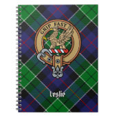 Clan Leslie Crest over de jacht op Tartan Notitieboek (Voorkant)