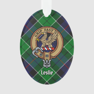 Clan Leslie Crest over de jacht op Tartan Ornament