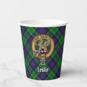 Clan Leslie Crest over de jacht op Tartan Papieren Bekers (Voorkant)