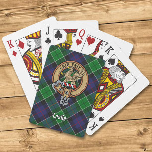Clan Leslie Crest over de jacht op Tartan Pokerkaarten